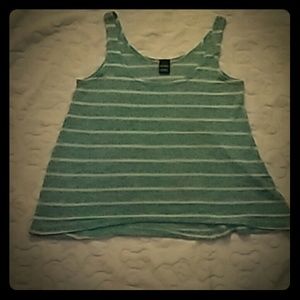 Turquiose and white stripe tanktop/croptop